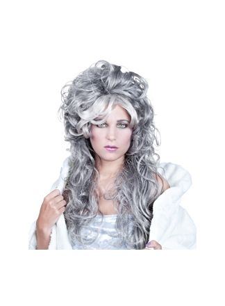 Pruik Ice queen grijs-wit