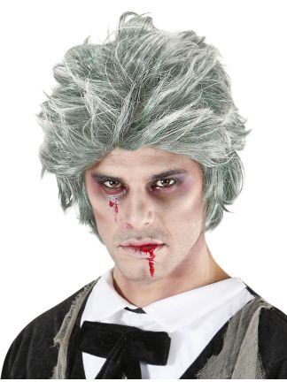 Halloween Zombie pruik grijs