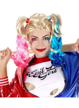 Mean Harlequin halloween pruik