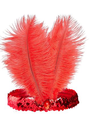 Charleston hoofdband rood (2 veren)