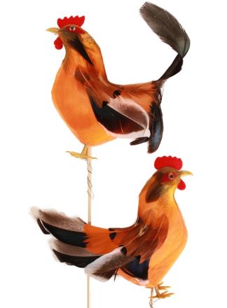 Decoratie kip 12cm. voor hoed per stuk