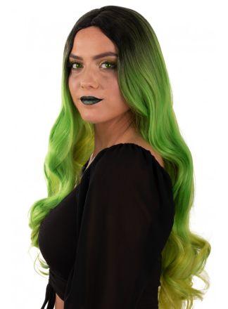Dames pruik Selena groen 75cm. lang