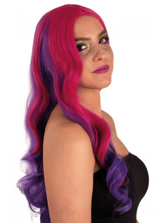 Dames pruik Selena pink-paars 75cm lang