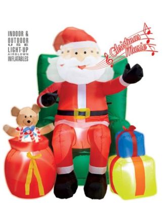 Opblaasbare zittende Kerstman 122cm