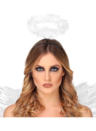 Aureool voor engel wit met veren