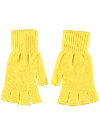 Gebreide vingerloze handschoenen geel