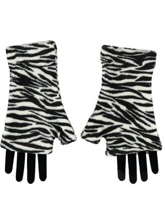 Vingerloze handschoenen fleece zebra print