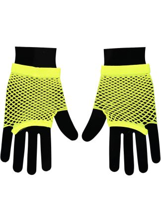 Net handschoenen kort fluor geel
