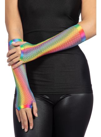 Net handschoenen lang Rainbow
