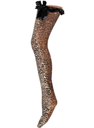 Stay up kousen met strik leopardprint