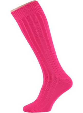 Gebreide kousen fluor pink/roze