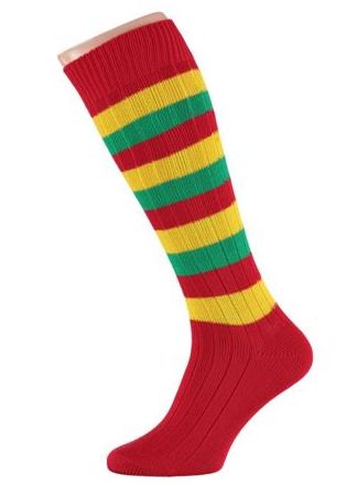 Gebreide kousen rood-geel-groen