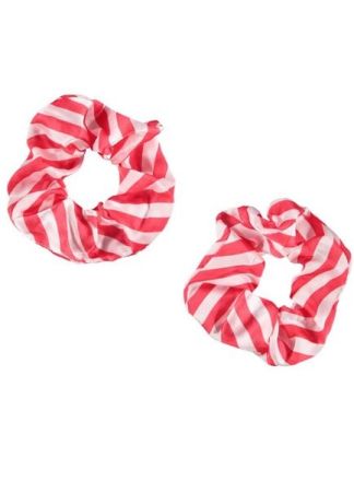 Satijnen Haargummie rood-wit 2stuks