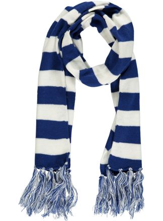 Gebreide shawl blauw-wit 18x150cm.