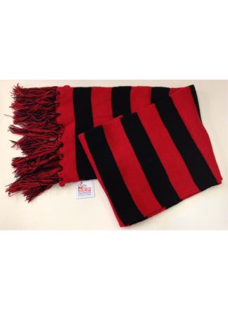 Gebreide shawl rood-zwart 18x150cm.