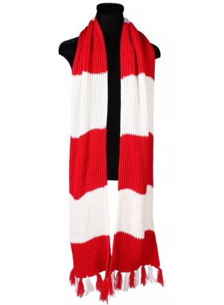 Extra lange luxe rood-witte sjaal 230cm.