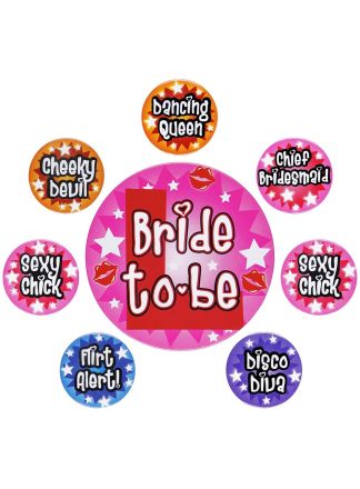 Vrijgezellenfeest buttons 8stuks