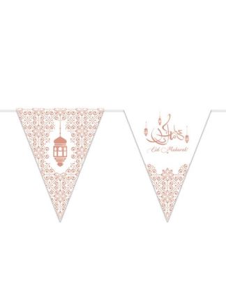 Vlaggenlijn Eid Mubarak Plastic Rosegoud 6meter