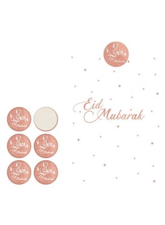6 zakjes Papier Eid Mubarak 25cm. Rosegoud