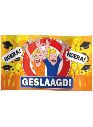 Vlag Geslaagd verkeersbord 90x150cm.