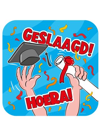 Geslaagd cartoon huldeschild