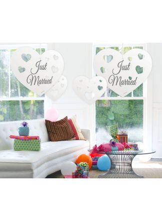 Hangdecoratie harten Just Married 5stuks