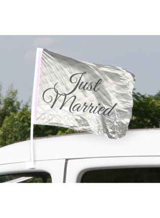 Autovlag Just Married Bruiloft 45x30cm. 2stuks