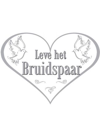 Schild hart leve het bruidspaar 45x33cm.