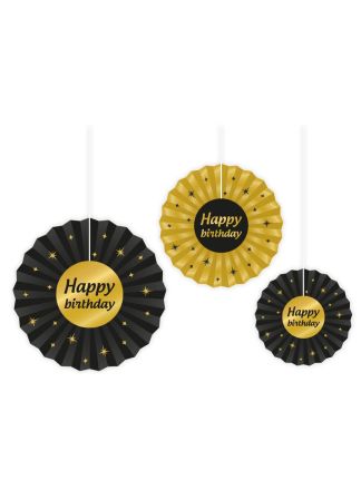 3 Paper fans  Classy Happy birthday