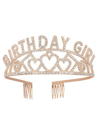 Metalen tiara Birthday Girl met strass steentjes
