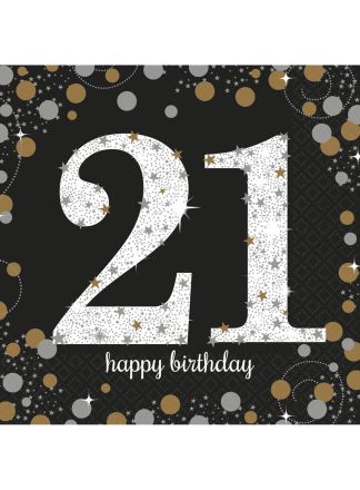 21 jaar servetten sparkling 33x33cm. 16st