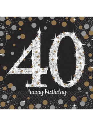 40 jaar servet sparkling 33x33 16stuks