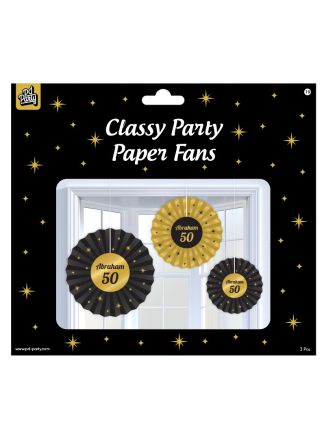 Classy Party Paper Fans Abraham 3stuks.