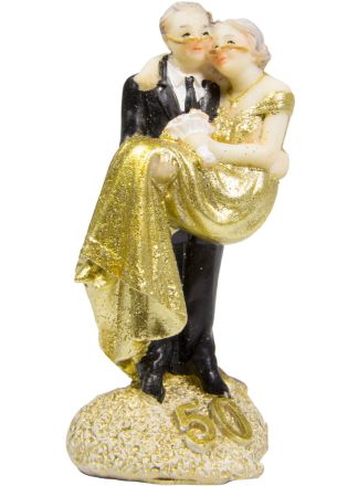 Trouwfiguurtje goud 50 Jaar 11cm.