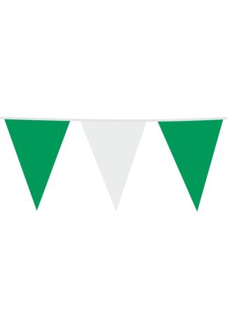 Vlaggenlijn plastic groen-wit 10mtr (vlag 30x45cm).