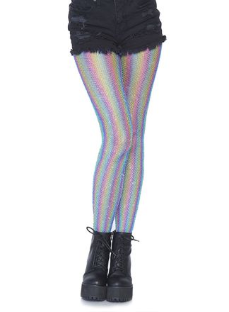 Leg Avenue lurex rainbow tights blue