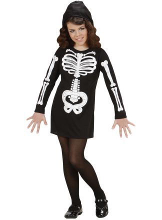 Glam skeleton girl jurkje 1dlg.