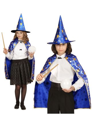 Wizard cape met tovenaars hoed (2dlg).