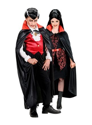 Vampieren cape rood-zwart 110cm. (Child)