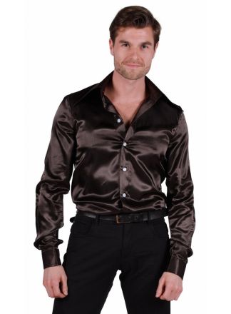 Overhemd satijn zwart