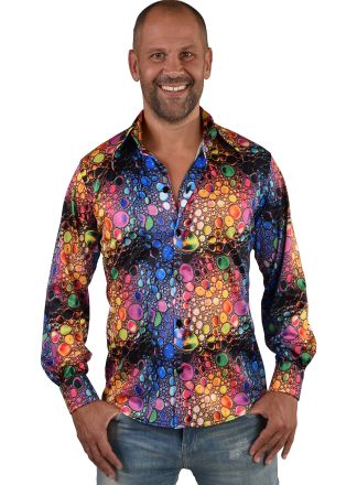 Disco blouse bubble multi kleuren print