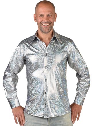 Disco blouse hologram folie zilver