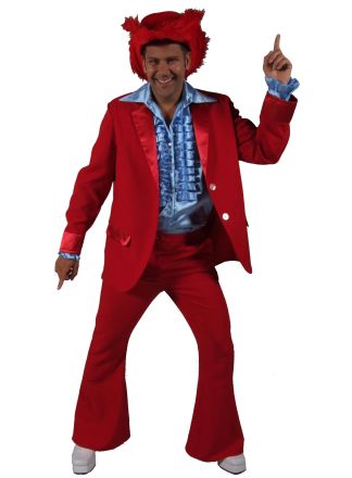 70's kostuum rood 2dlg.