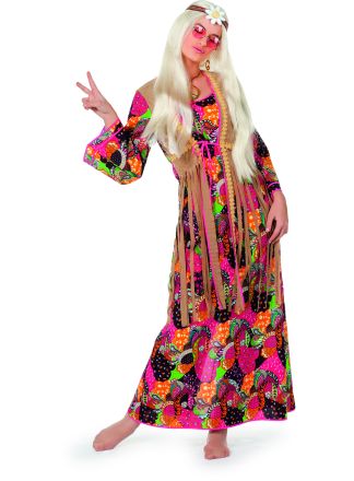 Hippie lady jurk lang 1dlg.