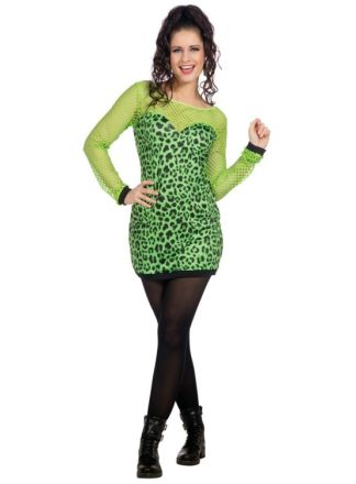 Fout panter jurkje neon groen 1dlg.