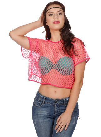 80's netshirt pink korte mouwen (one size)