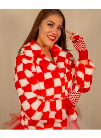 Brabant bontjas rood/wit geblokt