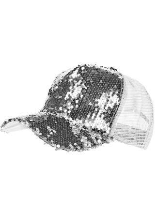 Baseball cap pailletten zilver