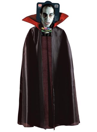 Halloween cape 105cm. zwart-rood 1maat