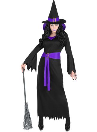 Paarse heksen kostuum 2dlg. (incl. heksenmuts)